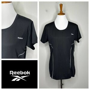 Reebok Womens XL Black HYDROMOVE Moisture Wicking Short Sleeve Athletic‎ T-Shirt